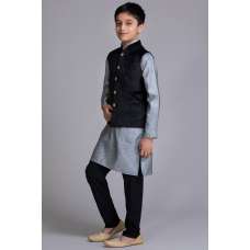 GREY AND BLACK CHILDREN SHALWAR KAMEEZ WAISTCOAT SUIT