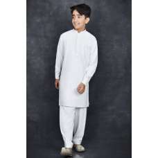 Brilliant White Kids Boys Readymade Kurta Shalwar Suit