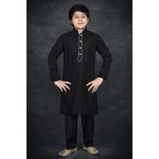 BLACK KIDS WEAR KURTA PAJAMA SUIT