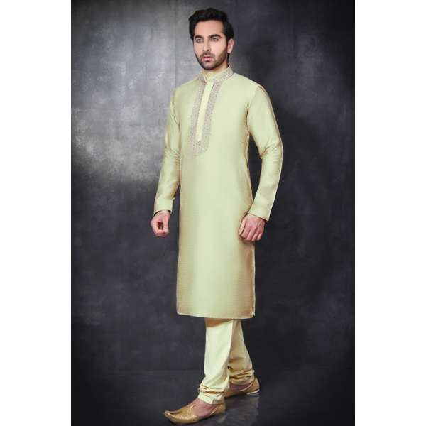  Khakhi Embroidered Men's Readymade Kurta Pajama