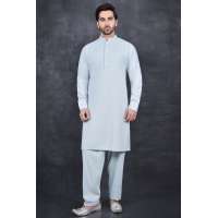 LIGHT BLUE GREY SIMPLE READY TO WEAR MEN’S SALWAR KAMEEZ