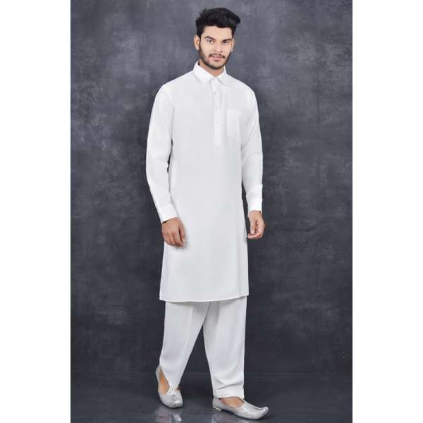 CREAM INDIAN PAKISTANI MEN'S DESIGNER SALWAR KAMEEZ