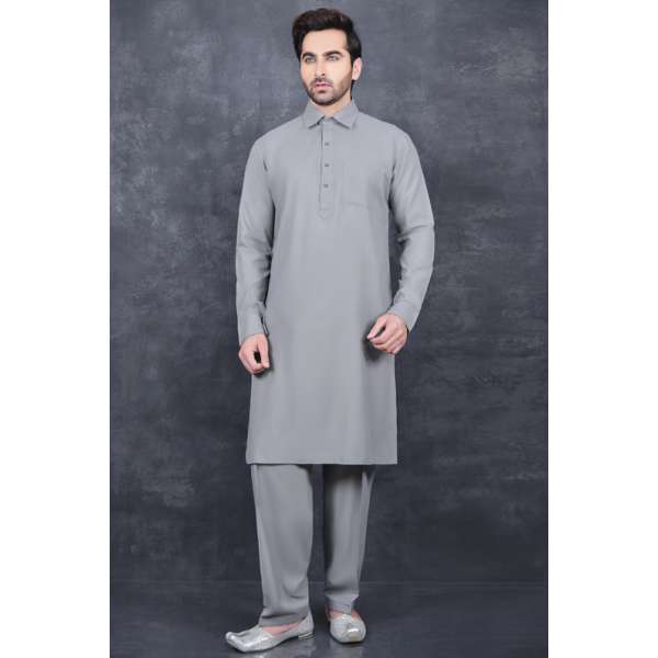 ASH GREY PAKISTANI MEN'S EID SALWAR SUIT