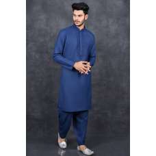 NAVY BLUE READY TO WEAR PAKISTANI MEN'S SHALWAR KAMEEZ