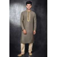 KHAKHI & BEIGE KURTA AND PAJAMA READY MADE SUIT
