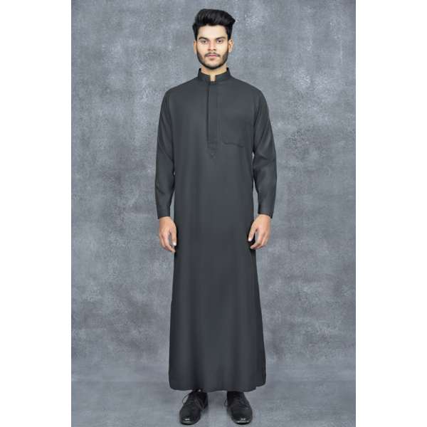 Mens JubbaThobes Black Emirati Style Kaftan