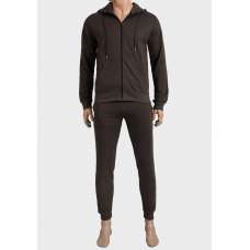 Brown Mens Fleece Lined Designer King Couture 2-Piece Tracksuit