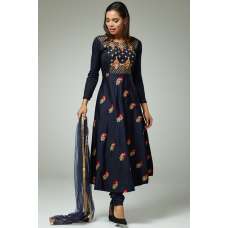 NAVY BLUE REGAL EMBROIDERED CHURIDAR SUIT