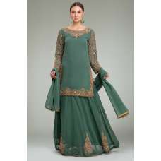 GREEN PAKISTANI WEDDING LEHENGA DRESS SUIT