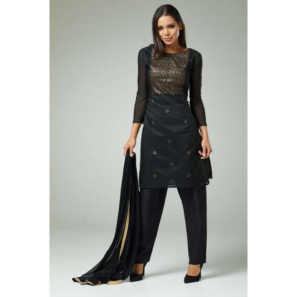 BLACK PARTY WEAR READYMADE INDIAN SALWAR KAMEEZ