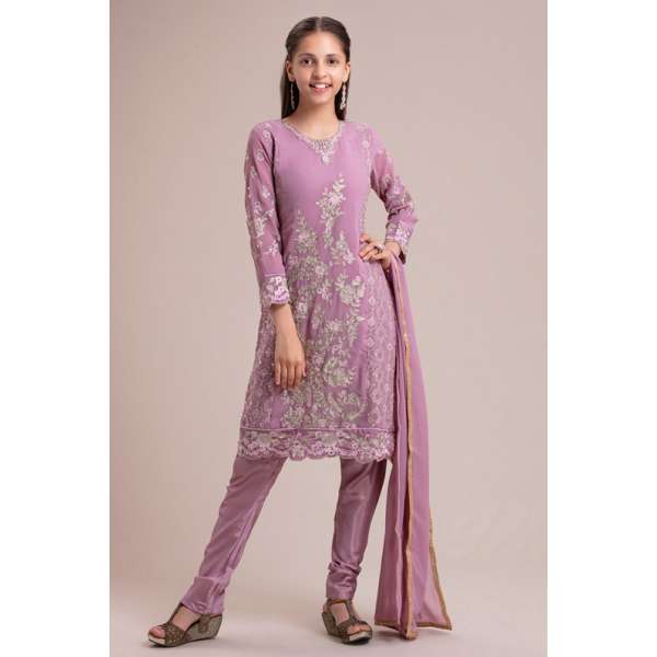 LILAC INDIAN WEDDING WEAR READYMADE GIRLS CHURIDAR SUIT