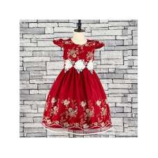 GIRLS RED FLORAL OVERLAY DRESS (3-13 YEARS) 