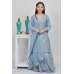 Dusty Blue Embroidered Designer Wedding Girls Lehenga