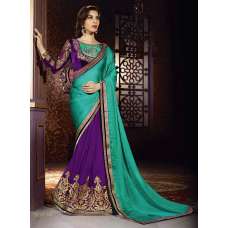 Rama Green & Purple Trendy Saree Indian Ethnic Wedding Dress