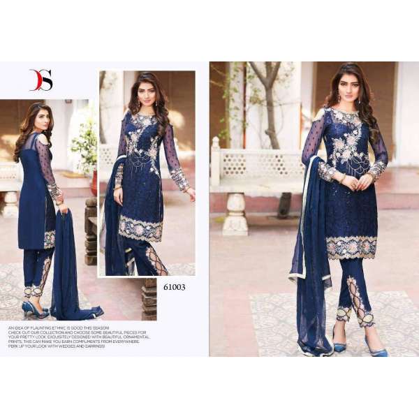 ZDS47002 BLUE NISHWA REPLICA PAKISTANI STYLE SALWAR KAMEEZ 