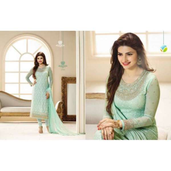 Green Party Wear Semi Stitched Salwar Suit 