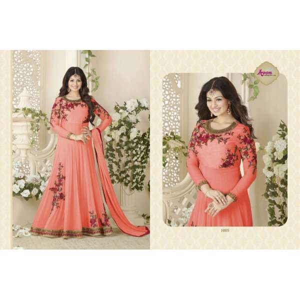 Orange Indian Designer Gown Party Wear Anarkali Suit
