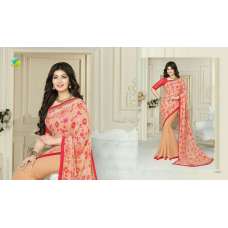 Orange Printed Indian Party Wear Saree 