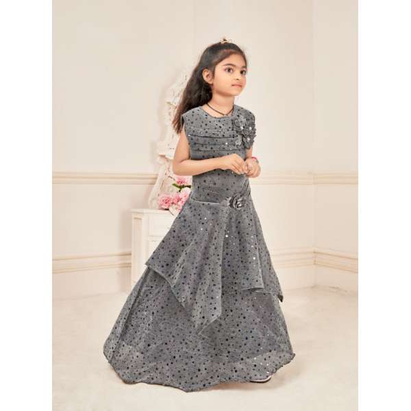 Grey Indian Kids Ethnic Lehenga Skirt