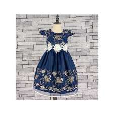 GIRLS CLASSIC BLUE FLORAL OVERLAY DRESS (3-13 YEARS)