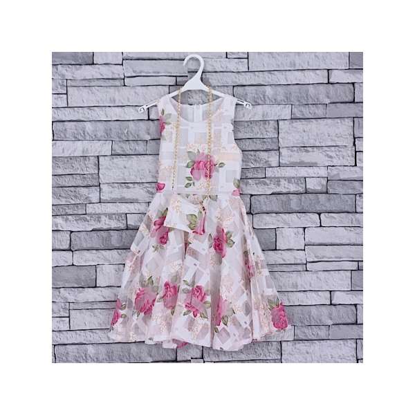 GIRLS PINK SUMMER FLORAL DRESS AND PURSE SET 