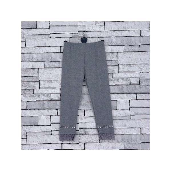 GIRLS GREY DIAMANTE LACE LEGGINGS (2-14 YEARS)