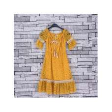 GIRLS MUSTARD GRECIAN LACE DRESS (4-14 YEARS)