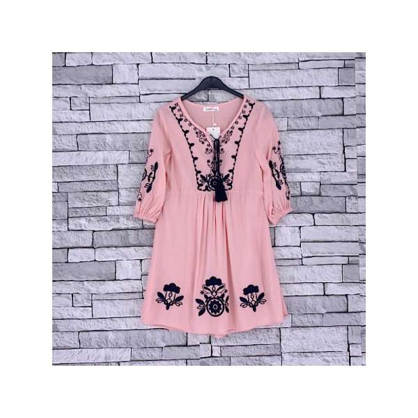 ZB-29 GIRLS BLACK & PINK KAFTAN DRESS (4-14 YEARS)