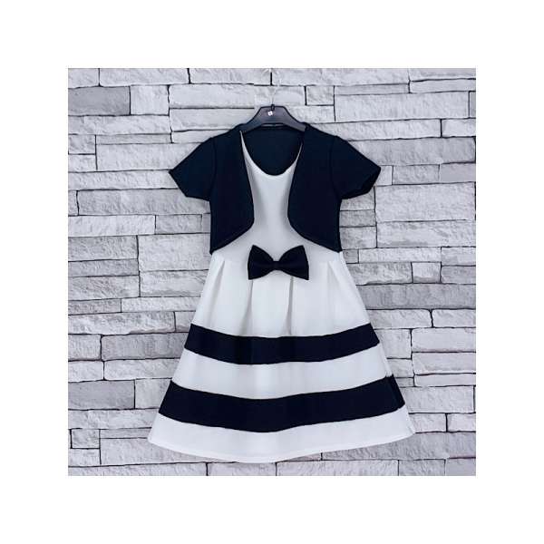 GIRLS MONOCHROME EMPIRE JACKET STYLE DRESS SET (2-14 YEARS)