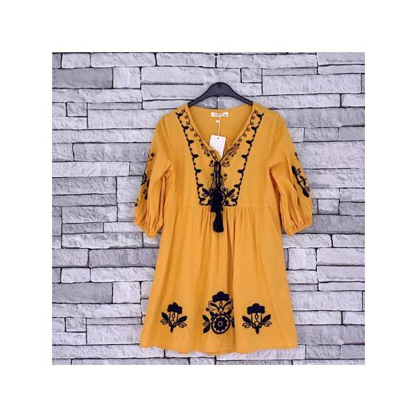 GIRLS MUSTARD KAFTAN DRESS (4-14 YEARS)