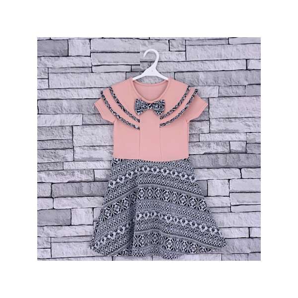 GIRLS SALMON AZTEC SKATER DRESS (2-12 YEARS)