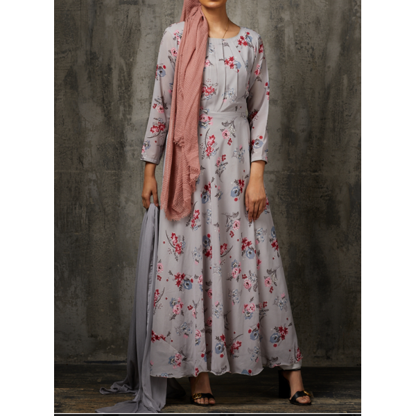 Grey Plum Indian Pakistani Partywear Mother Daughter Eid Dress 