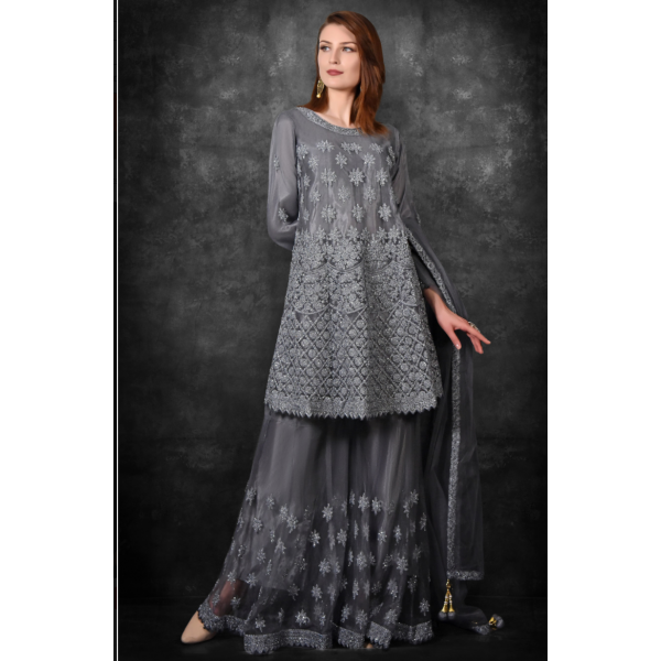 Grey Designer Lengha Indian Partywear Readymade