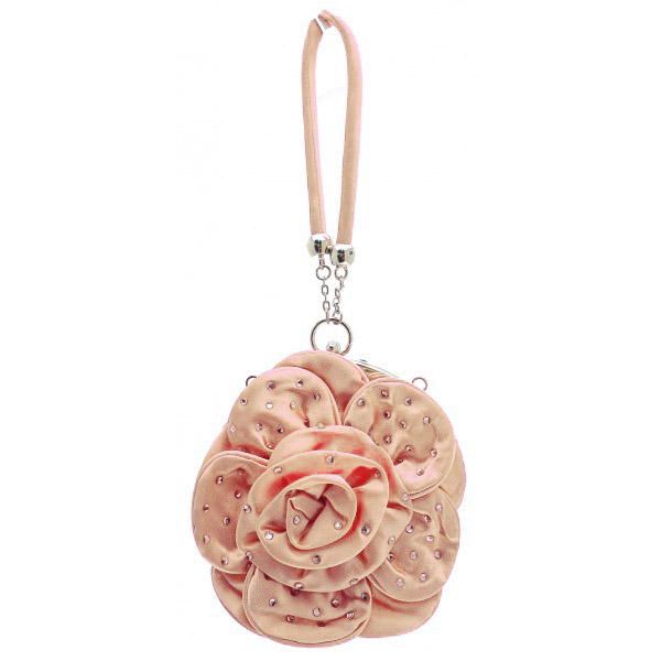 Small Sized Diamante Flower Clutch Bag   