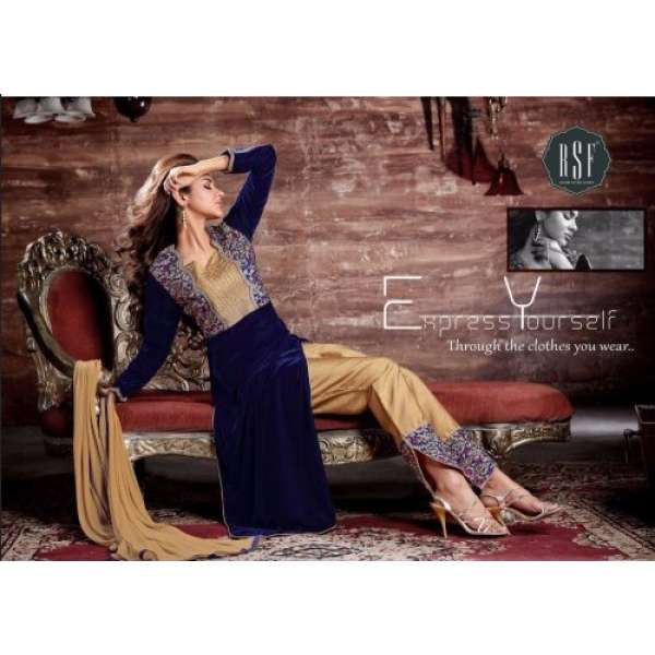 NAVY BLUE DIMPY VELVET DESIGNER WINTER SUIT