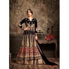 Black and Gold Wedding Wear Bridal Gown Anarkali Indian Long Dress