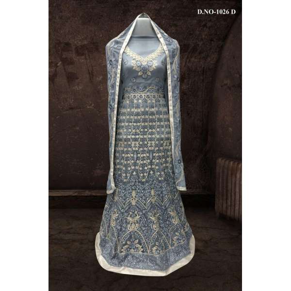 GREY BOLLYWOOD DESIGNER WEDDING AND BRIDAL ETHNIC LEHENGA  (FREE STITCHING)