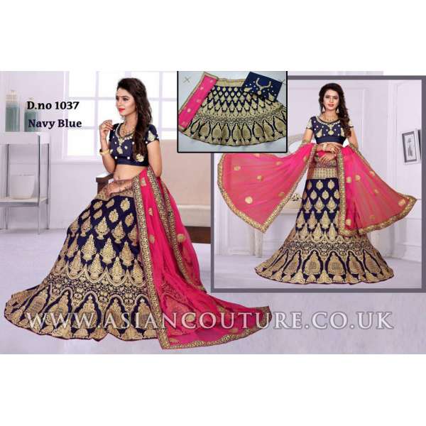NAVY BLUE ETHNIC PAKISTANI & INDIAN  BRIDAL LEHENGA CHOLI WEDDING WEAR