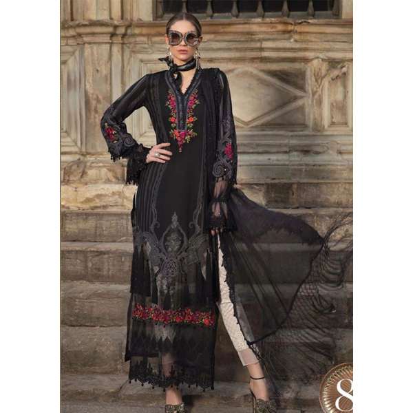 BLACK EMBROIDERED PAKISTANI DESIGNER READYMADE LAWN SUIT