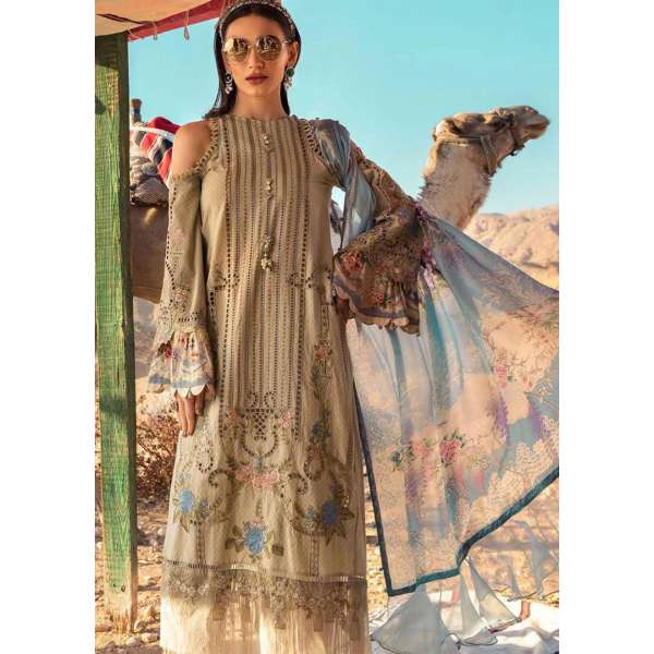 BEIGE EMBROIDERED PAKISTANI DESIGNER READYMADE LAWN SUIT