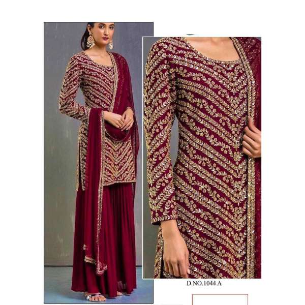 Fired Brick Maroon Embroidered Salwar Suit