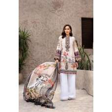 Peach Printed & Embroidered Lawn Readymade Suit  MEDIUM 