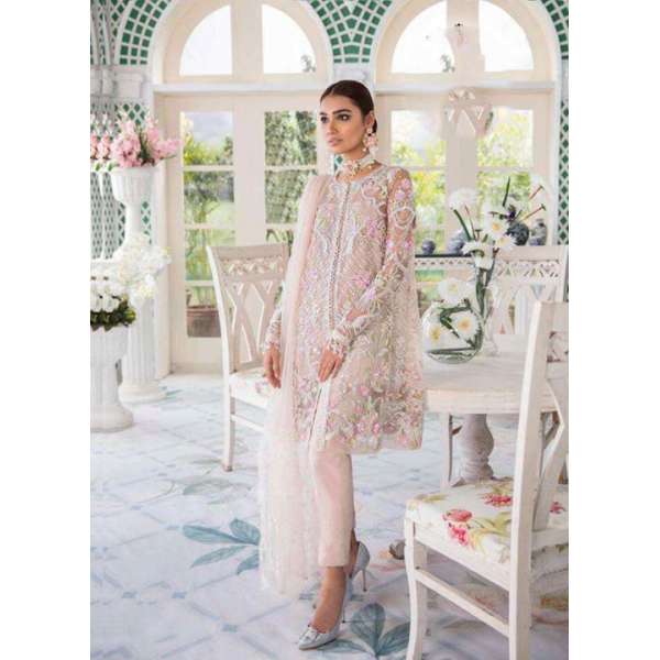 Peach Pakistani Designer Embroidered Salwar Kameez