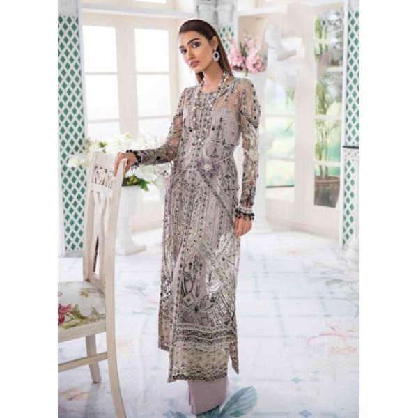 Grey Pakistani Indian Ethnic Embroidered Suit