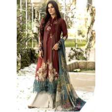 Maroon Printed Pakistani Summer Lawn Salwar Kameez