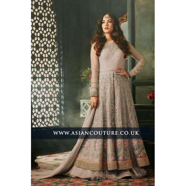 Almost Mauve Light Purple Indian Party Wear Asian Anarkali Wedding Bridal Gown Dress