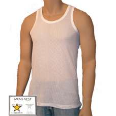 MENS AIRTEX MESH VESTS 5 STAR WHITE