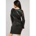 Black Floral Printed Girl Leather Dress Party Outfit