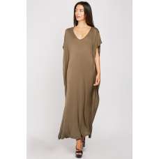 BROWN LOOSE JERSEY KAFTAN DRESS