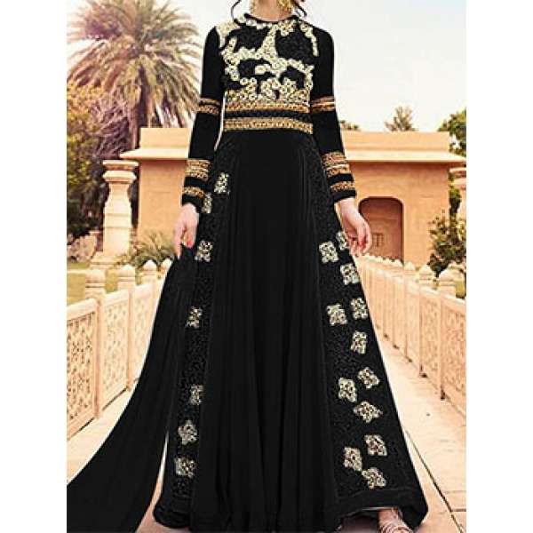BLACK WEDDING WEAR LEHENGA GOWN MANUFACTURED BY ASIAN COUTURE